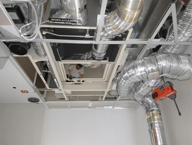 Norwell Air Duct Cleaning technician performing detailed central duct system cleaning in Norwell