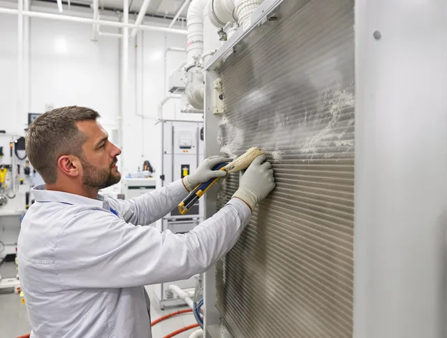 Norwell Air Duct Cleaning technician performing precision commercial coil cleaning at a Norwell business